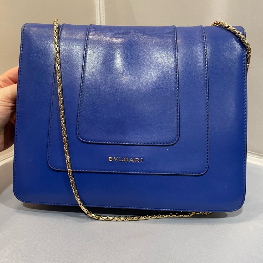 EUC Bvlgari Calfskin Leather Serpenti Forever Crossbody Blue Bag Purse Authentic - Picture 9 of 15